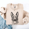 Belgian Malinois Dog Breed Portrait With Silhouette And Paw Print Accents Sweatshirt