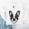 Boston Terrier Portrait Silhouette With Paw Print Heart Logo For Pet Lovers Sweatshirt