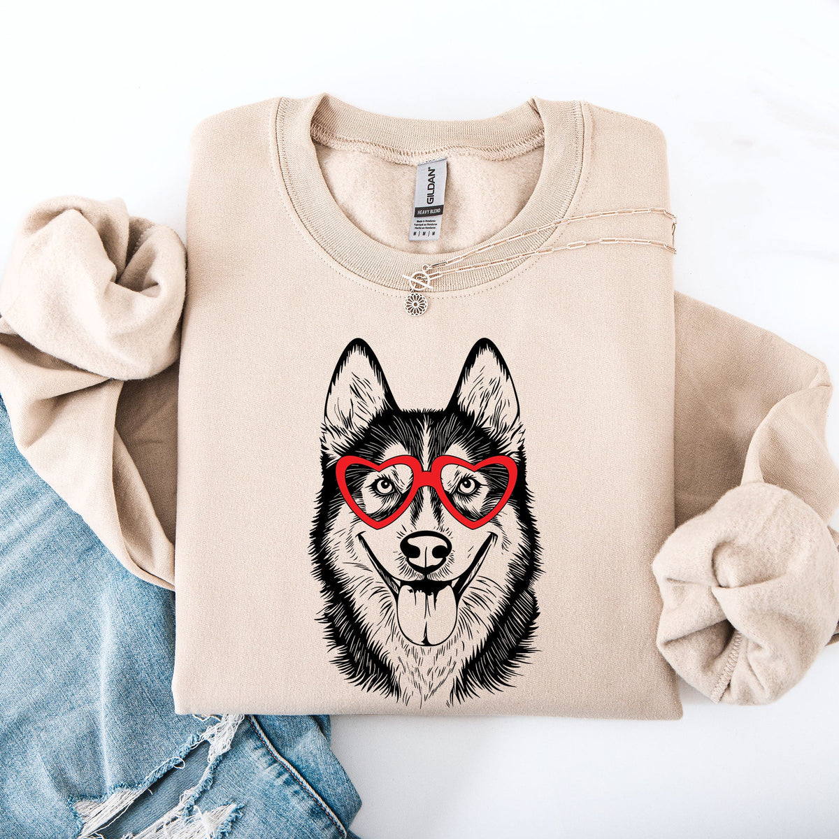 Husky Valentine Dog Breed Portrait Art For Loyal Dog Lovers Everywhere Sweatshirt