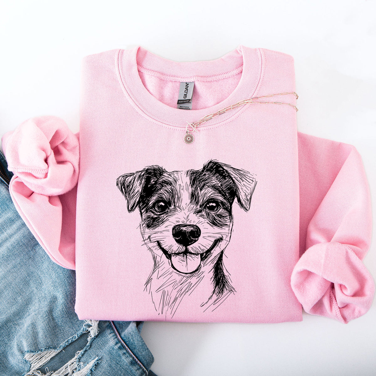 Jack Russell Portrait Illustration Featuring Curious Expression And Wagging Tail Sweatshirt