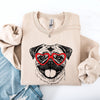 Pug Valentine's Love Portrait With Heart Paw Print Artwork For Dog Lovers Everywhere Sweatshirt