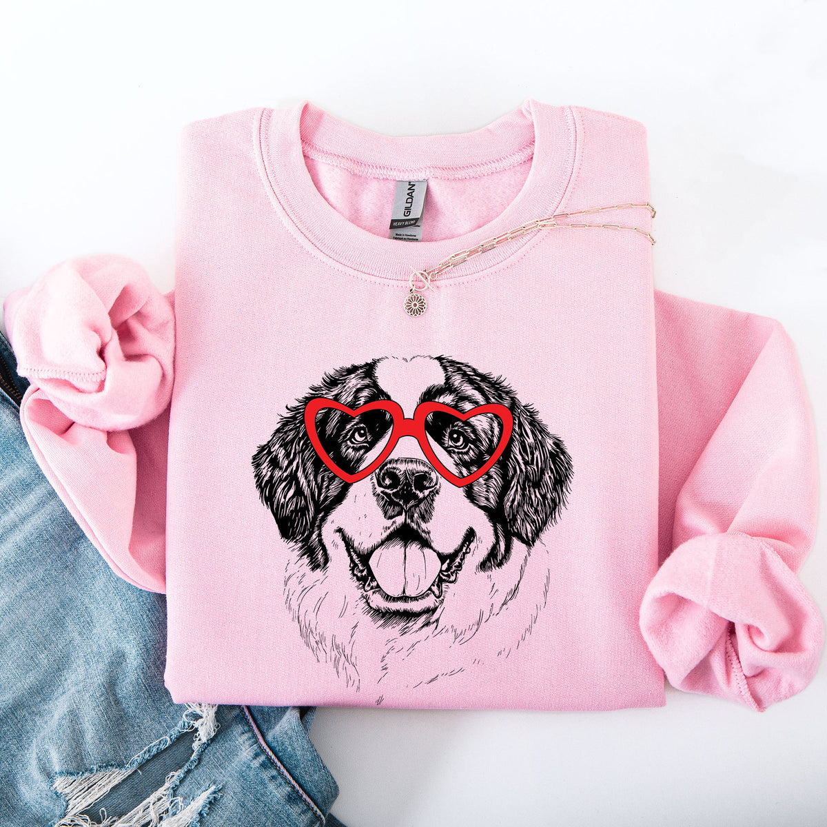 Saint Bernard Valentine Day Love Print For Pet Lovers And Dog Breed Enthusiasts Sweatshirt