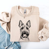 Scottish Terrier Portrait Silhouette With Wagging Tail Paw Print Design Sweatshirt