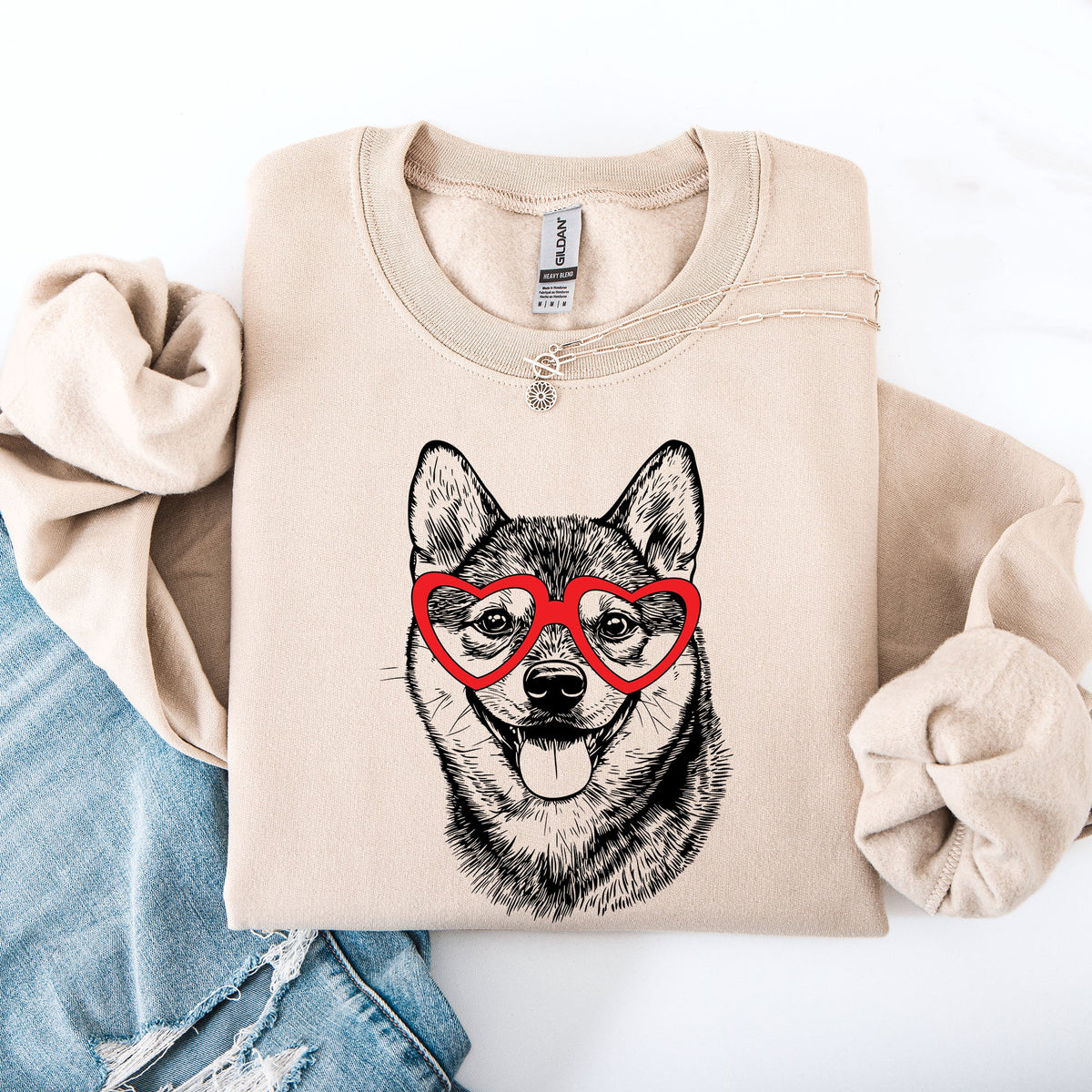 Shiba Inu Valentine Breed Lover Illustration Premium Cozy Edition Graphic Sweatshirt