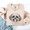 Shih Tzu Lover Pet Breed Portrait Illustration Graphic Art Vintage Inspired Sweatshirt