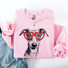Whippet Valentine Pet Lover Portrait In Soft Cotton And Cozy Fleece Graphic Sweatshirt