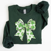 Coquette St Patrick's Day Bow Clover Lucky Irish Lucky Charm Graphic Sweatshirt