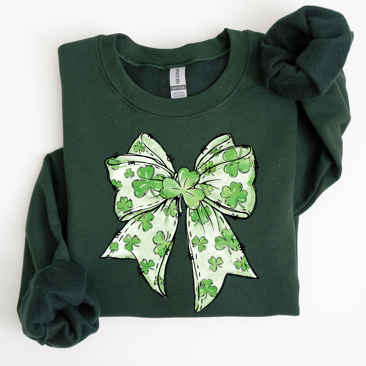 Coquette St Patrick's Day Bow Clover Lucky Irish Lucky Charm Graphic Sweatshirt