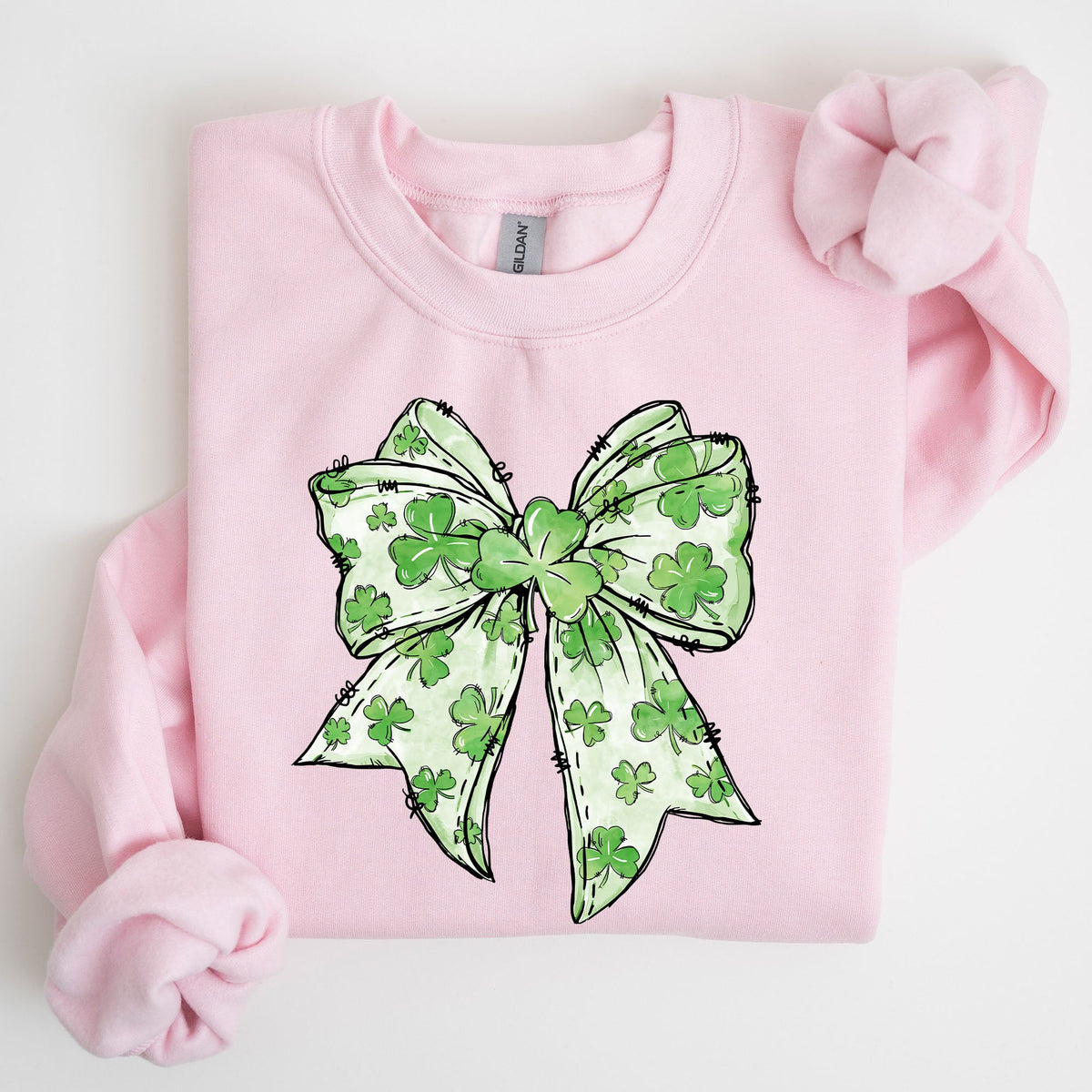 Coquette St Patrick's Day Bow Clover Lucky Irish Lucky Charm Graphic Sweatshirt