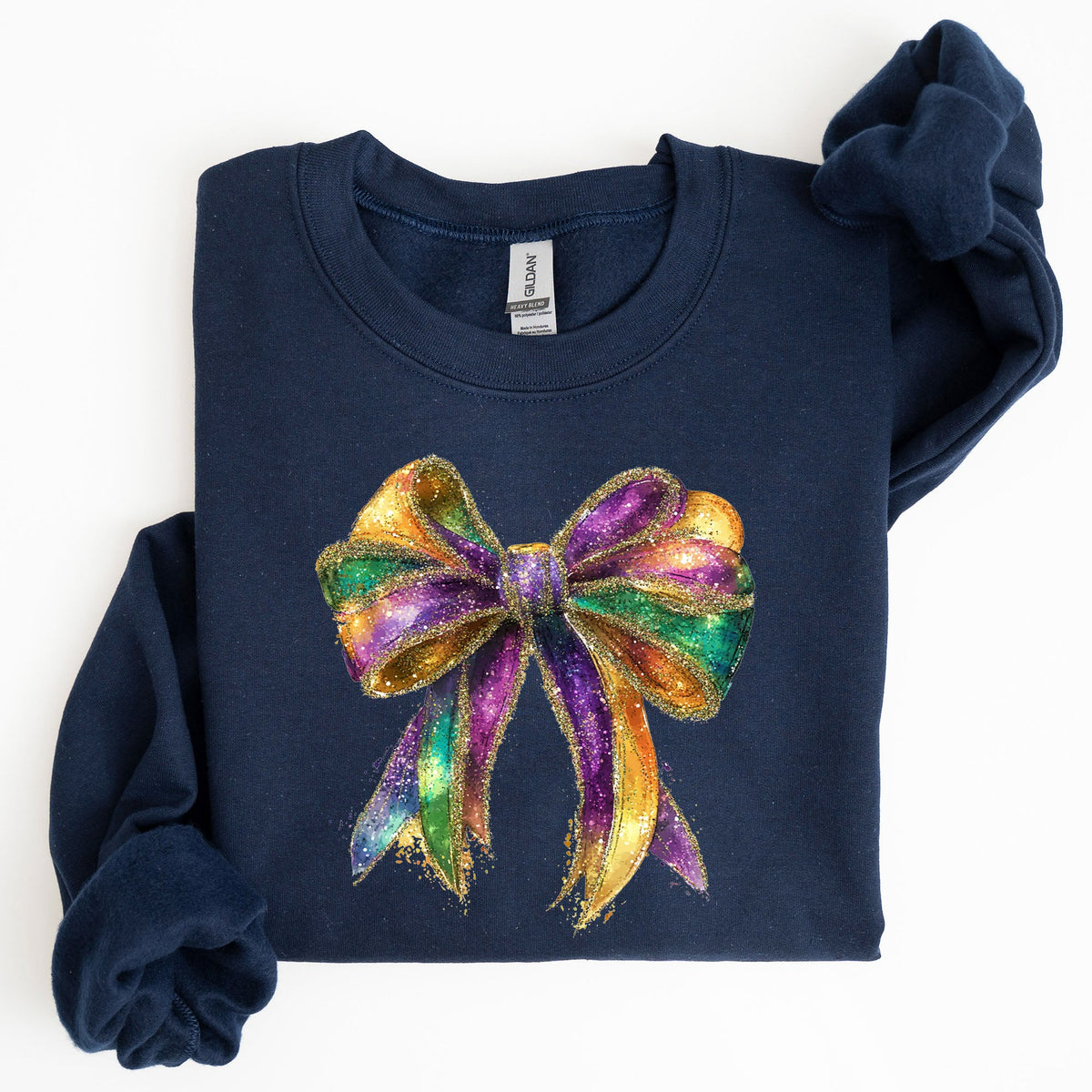 Mardi Gras Bow Coquette Carnival Fleur de Lis Fat Tuesday Parade Celebration Sweatshirt