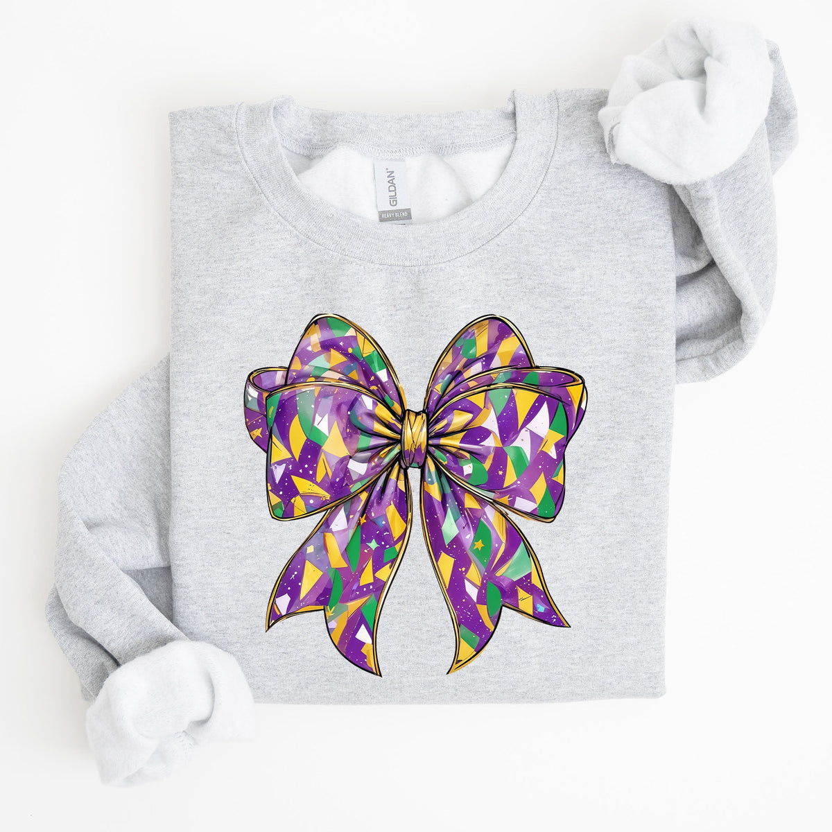 Mardi Gras Coquette Bow Carnival Fleur de Lis Fat Tuesday Parade Extravaganza Sweatshirt