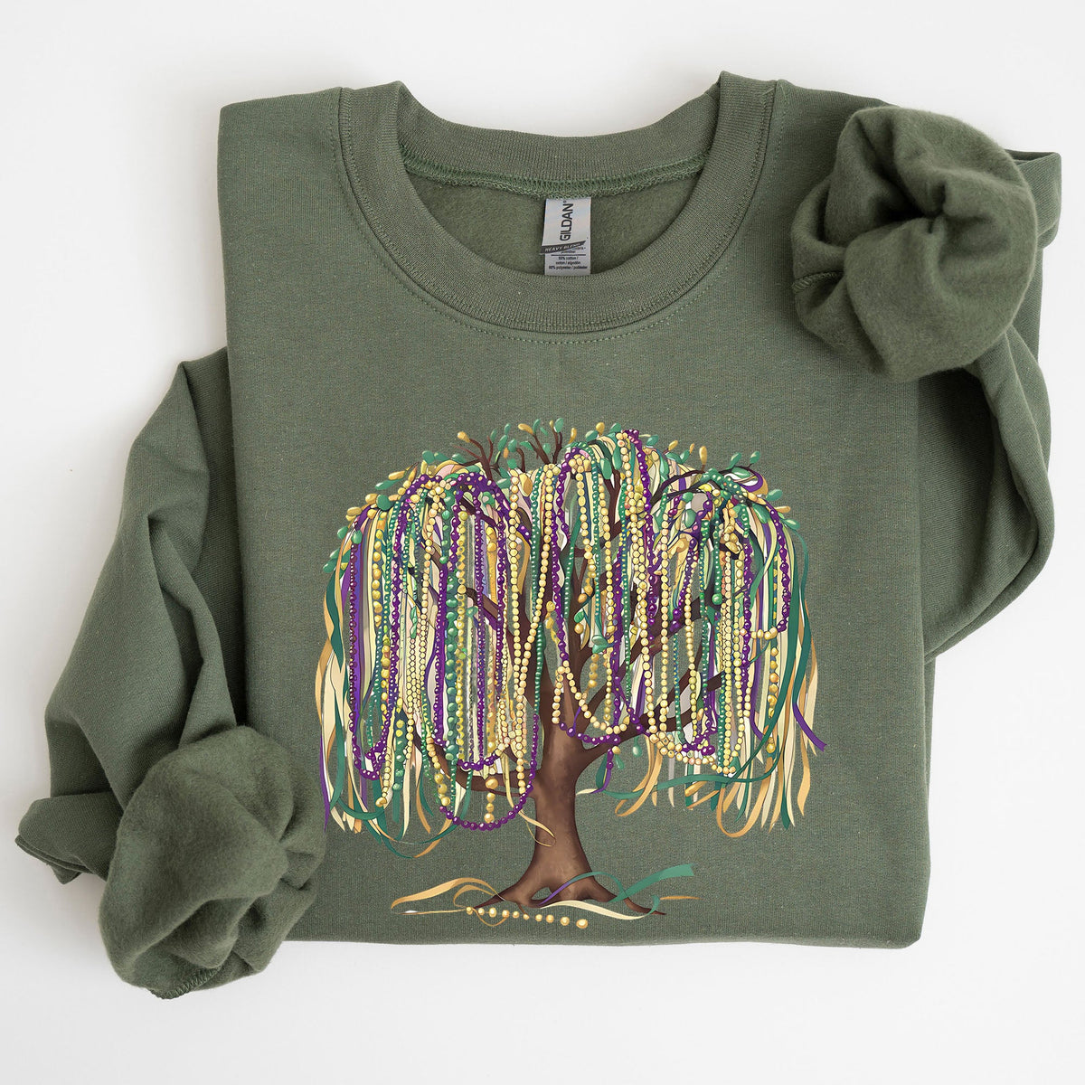 Bead Tree Mardi Gras Coquette Carnival Fleur de Lis Fat Tuesday Parade Sweatshirt