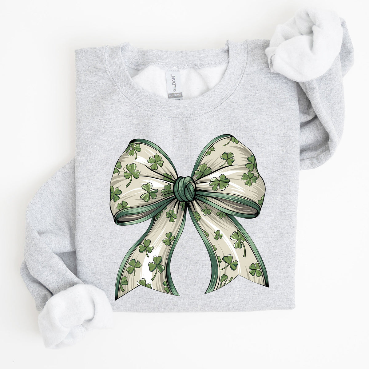 Coquette Lucky Bow Shamrock Clover Irish Lucky Charm St Patrick's Day Sweatshirt