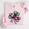 Coquette Disco Ball Bow Shamrock Clover Irish Lucky Lucky Charm St Patrick's Day Sweatshirt