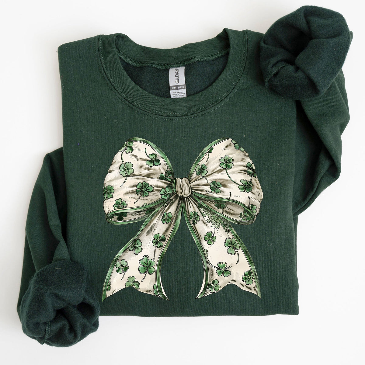 St Paddy's Day Coquette Bow Shamrock Clover Irish Lucky Lucky Charm St Patrick's Day Sweatshirt