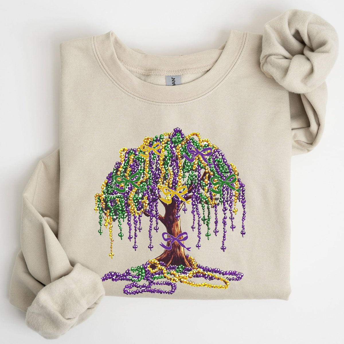 Mardi Gras Bead Tree Coquette Carnival Fleur de Lis Fat Tuesday Parade Sweatshirt