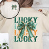 Lucky St Patrick's Day Clover Shamrock Front And Back Graphic Lucky Charm Sweatshirt