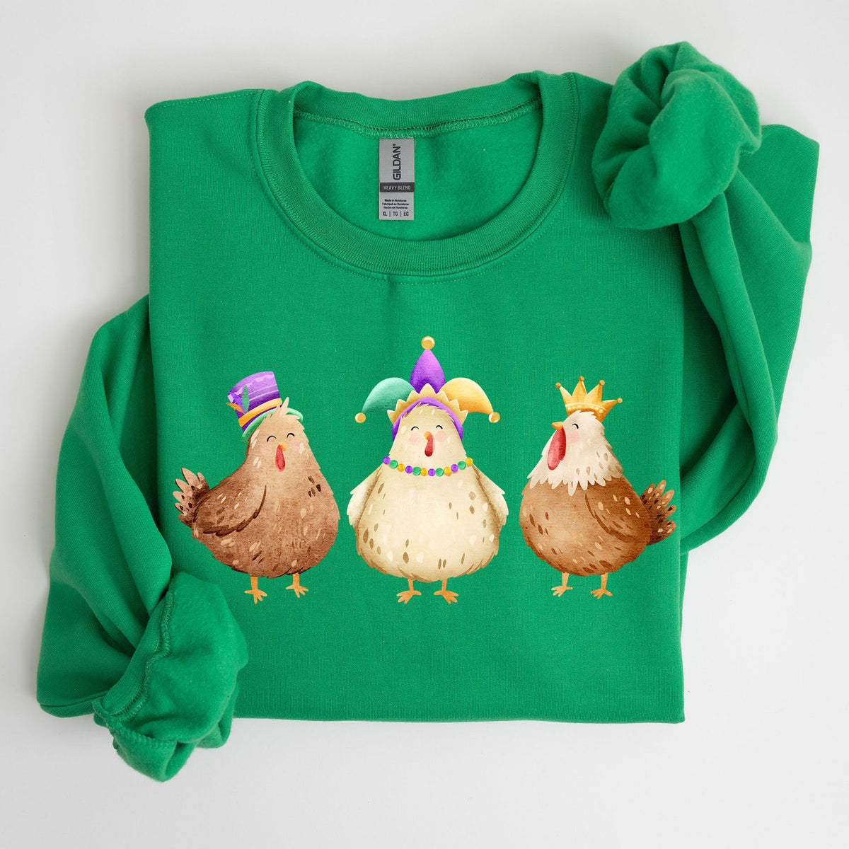 Mardi Gras Chickens Farm Carnival Fleur De Lis Fat Tuesday Parade Festival Sweatshirt