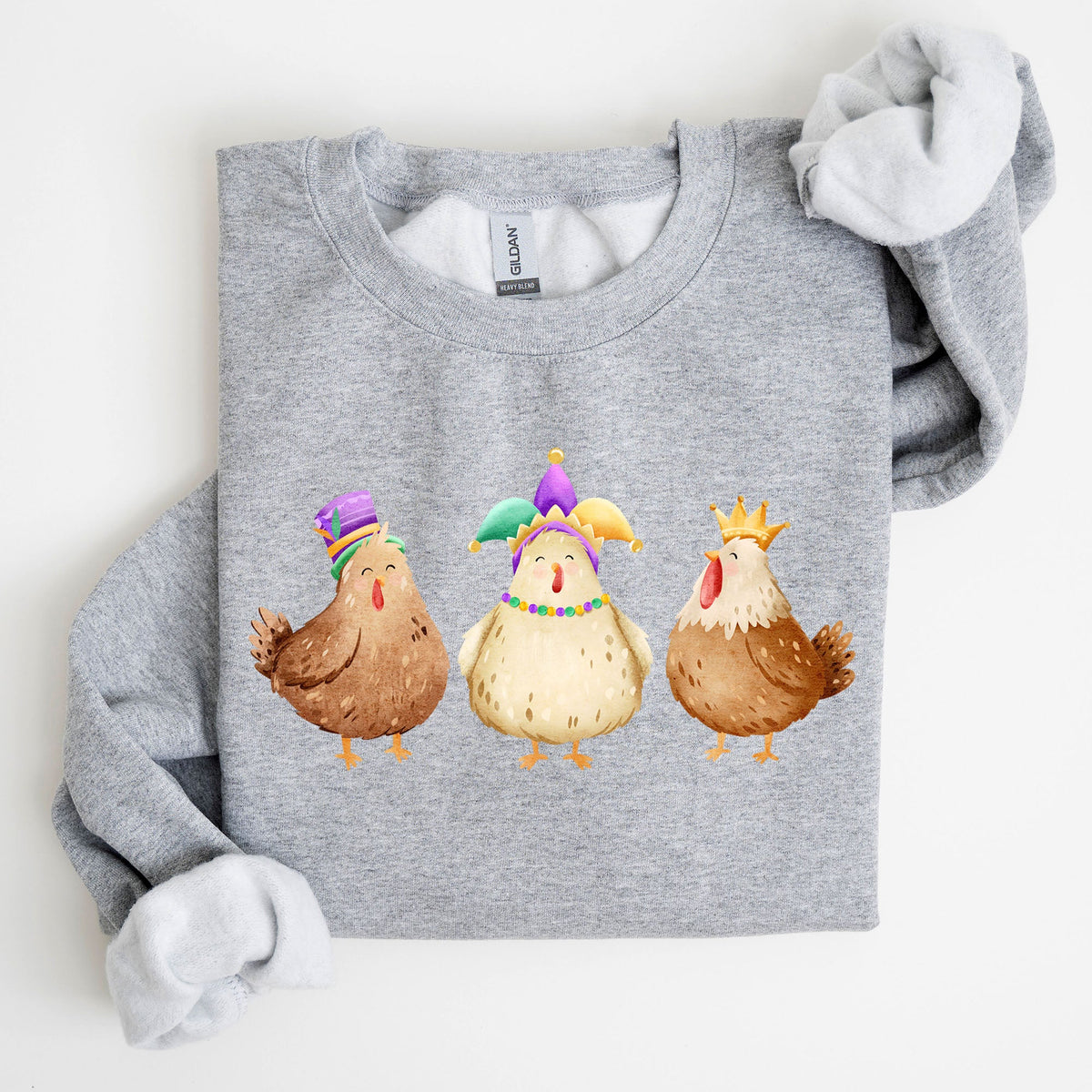 Mardi Gras Chickens Farm Carnival Fleur De Lis Fat Tuesday Parade Festival Sweatshirt