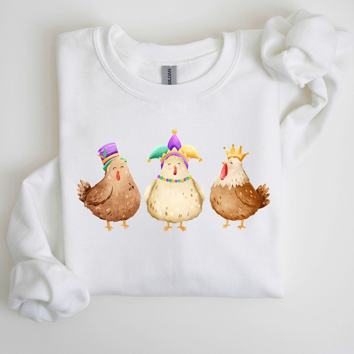 Mardi Gras Chickens Farm Carnival Fleur De Lis Fat Tuesday Parade Festival Sweatshirt