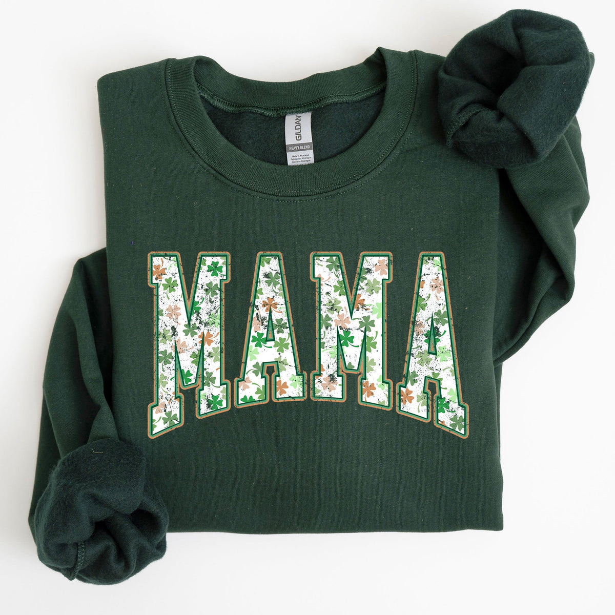 Mama Retro Cozy St. Paddy's Day Clover Shamrock Lucky Irish Lucky Charm Sweatshirt
