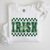 Irish Checkered Retro Shamrock Bow Coquette Lucky Charm St Patrick's Day Sweatshirt