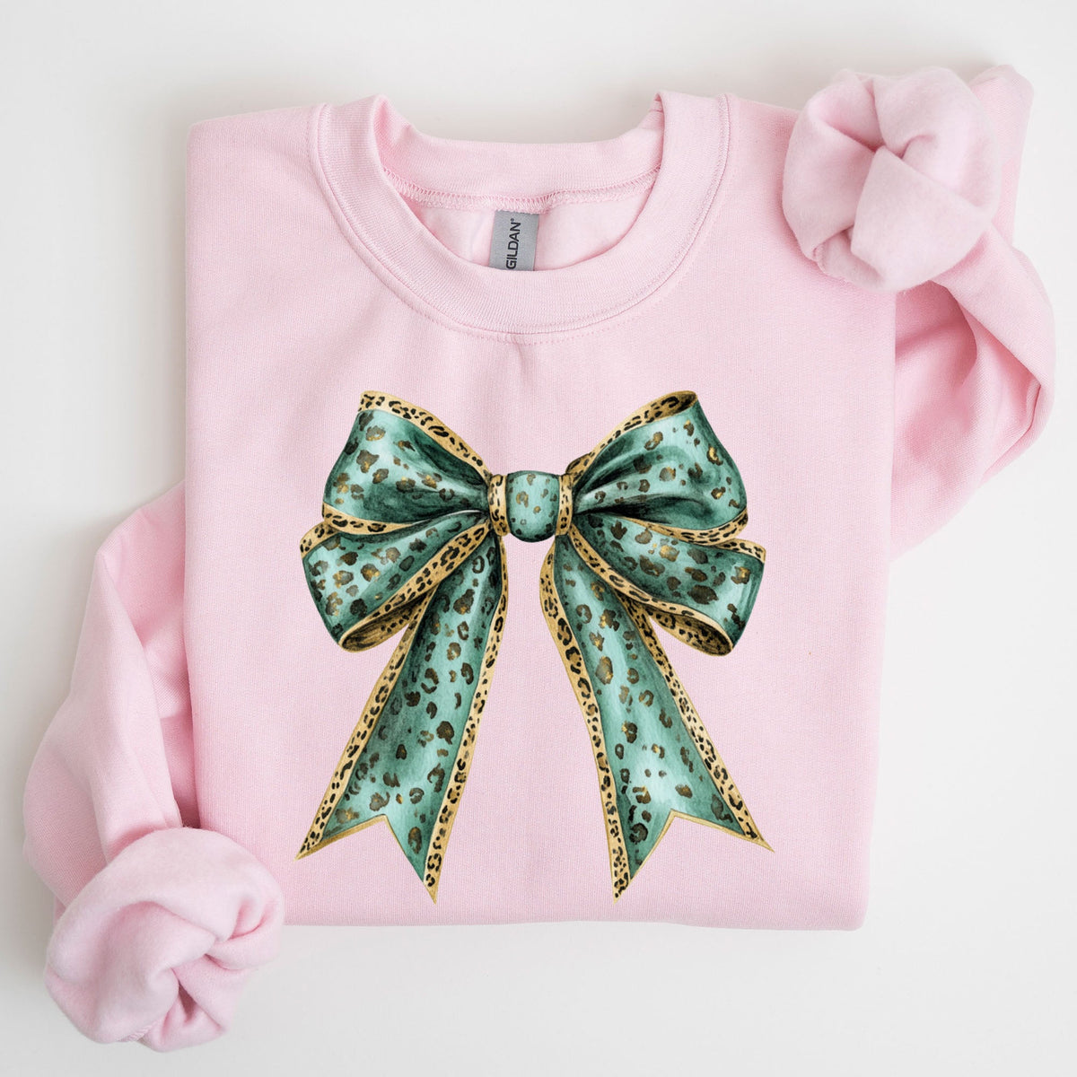 Leopard Bow Coquette Lucky Shamrock Irish Retro St Patrick's Day Graphic Sweatshirt