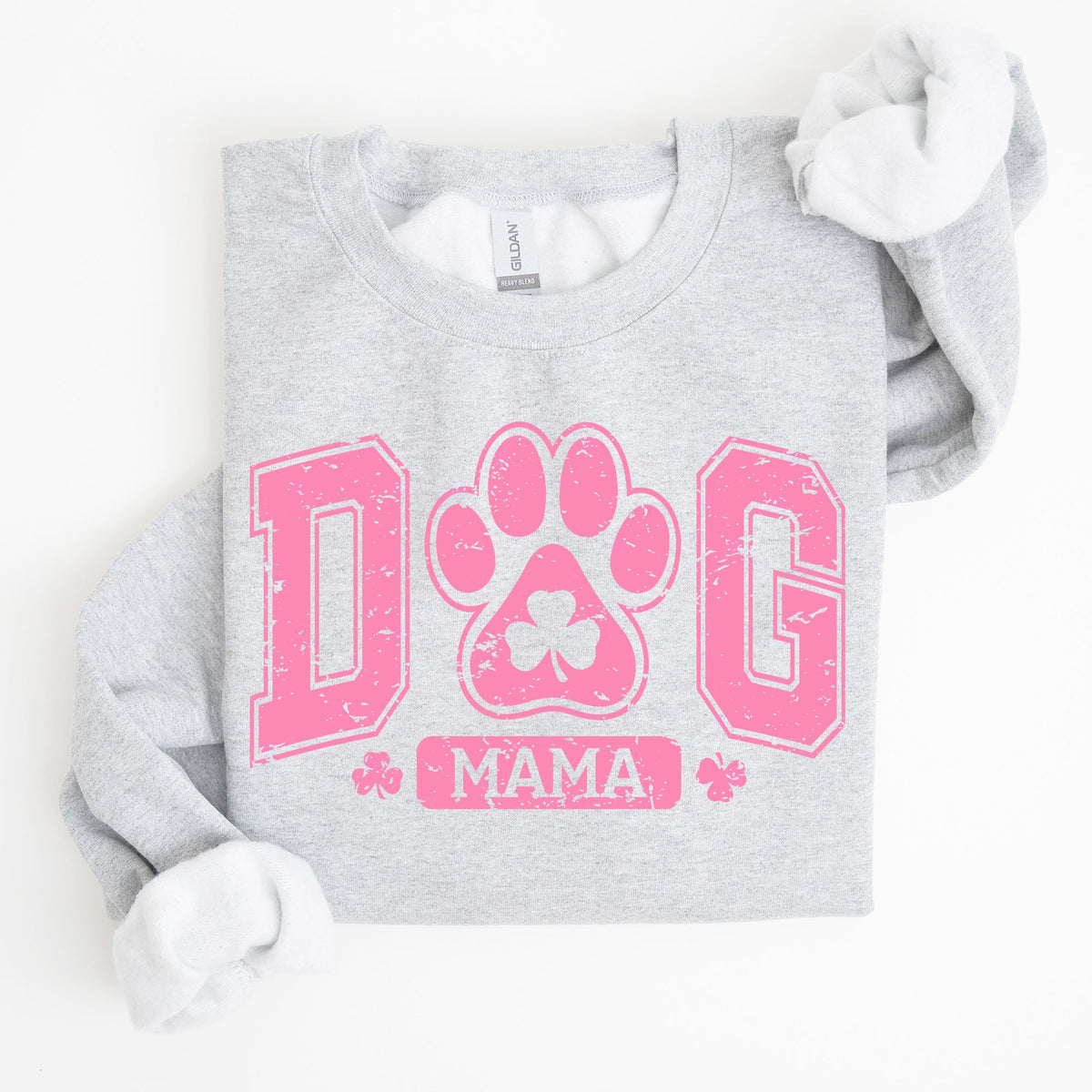 Dog Mama Lucky Shamrock Irish Retro St Patrick's Day Paw Print Charm Vintage Sweatshirt