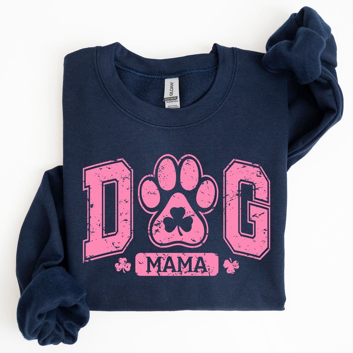 Dog Mama Lucky Shamrock Irish Retro St Patrick's Day Paw Print Charm Vintage Sweatshirt