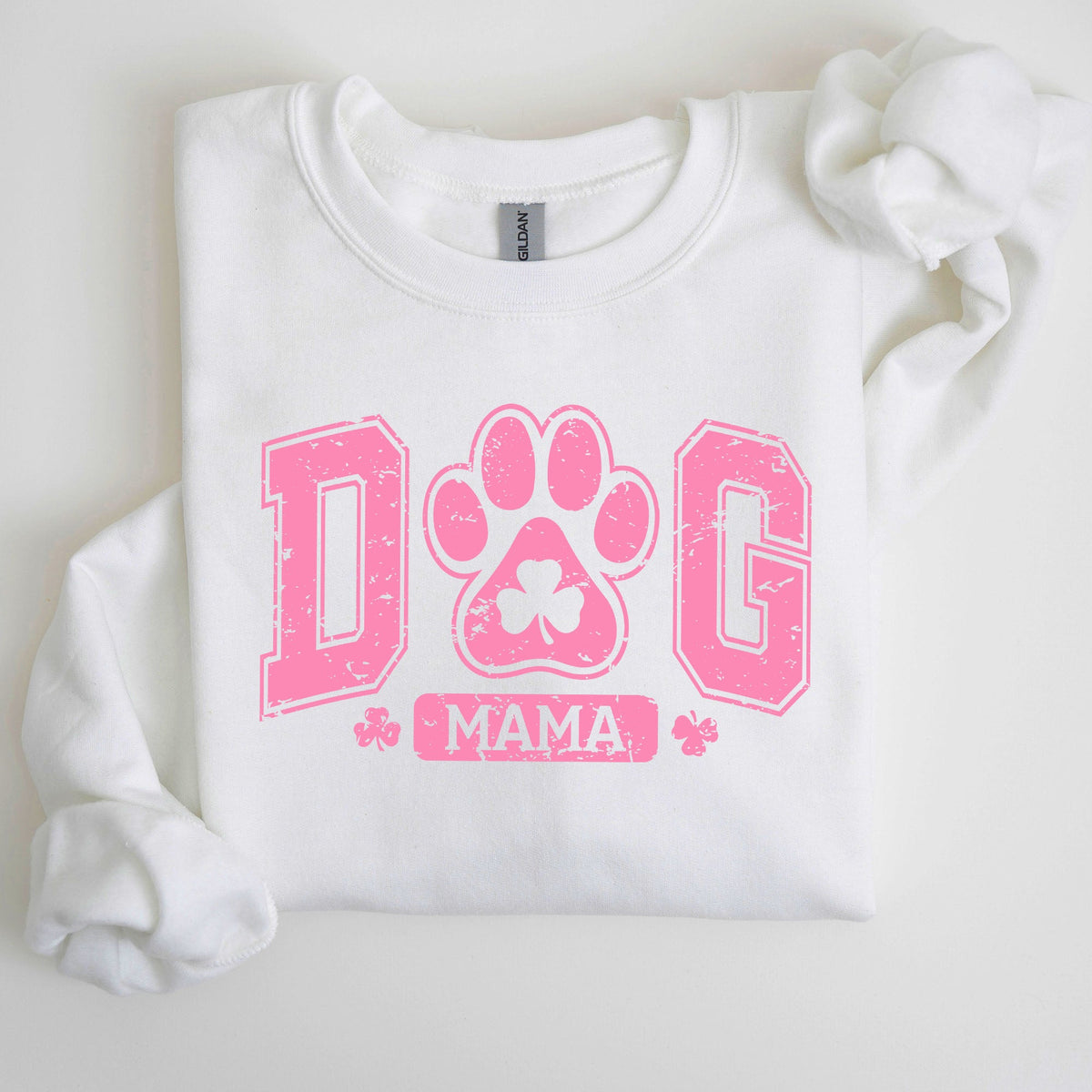 Dog Mama Lucky Shamrock Irish Retro St Patrick's Day Paw Print Charm Vintage Sweatshirt