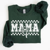 Mama Checkered Bow Coquette Lucky Charm Shamrock Irish Retro St Patrick's Day Sweatshirt