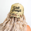 Well Sheeyit Camo Vintage Edition Hand Drawn Typography Statement On Camouflage Trucker Hat