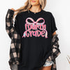 Fourth Grade Neon Pink Teacher Back To School First Day Bow Coquette Comfort Colors Tee