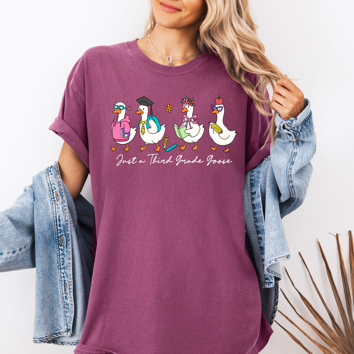 Just A Third Grade Goose Bow First Day Of School Teacher Appreciation Edition Comfort Colors Tee