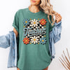 Retro Floral Checkered First Day Of School Teacher Appreciation Coquette Style Comfort Colors Tee