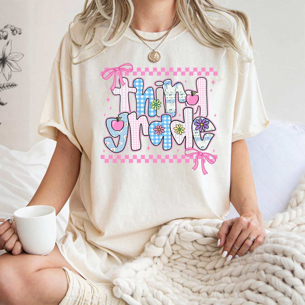 Third Grade Teacher Retro Checkered Back To School First Day Memories Comfort Colors Tee