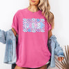 Floral Checkered Retro Bow First Day Back To School Teacher Appreciation Comfort Colors Tee