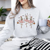Dancing Skeleton Girls Halloween Ghost Checkered Retro Vintage Spooky Fall Graphic Sweatshirt