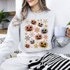 Pumpkins And Flowers Halloween Neon Retro Vintage Spooky Checkered Patchwork Graphic Sweatshirt