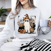 Pink Neon Ghost Witch Bow Pumpkin Floral Coquette Retro Halloween Graphic Sweatshirt