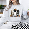 Funny Halloween Cats Retro Ghost Pumpkin Vintage Nostalgic Spooky Season Graphic Sweatshirt