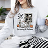 Just Waiting for Halloween Skeleton Ghost Vintage Retro Spooky Costume Fall Graphic Sweatshirt