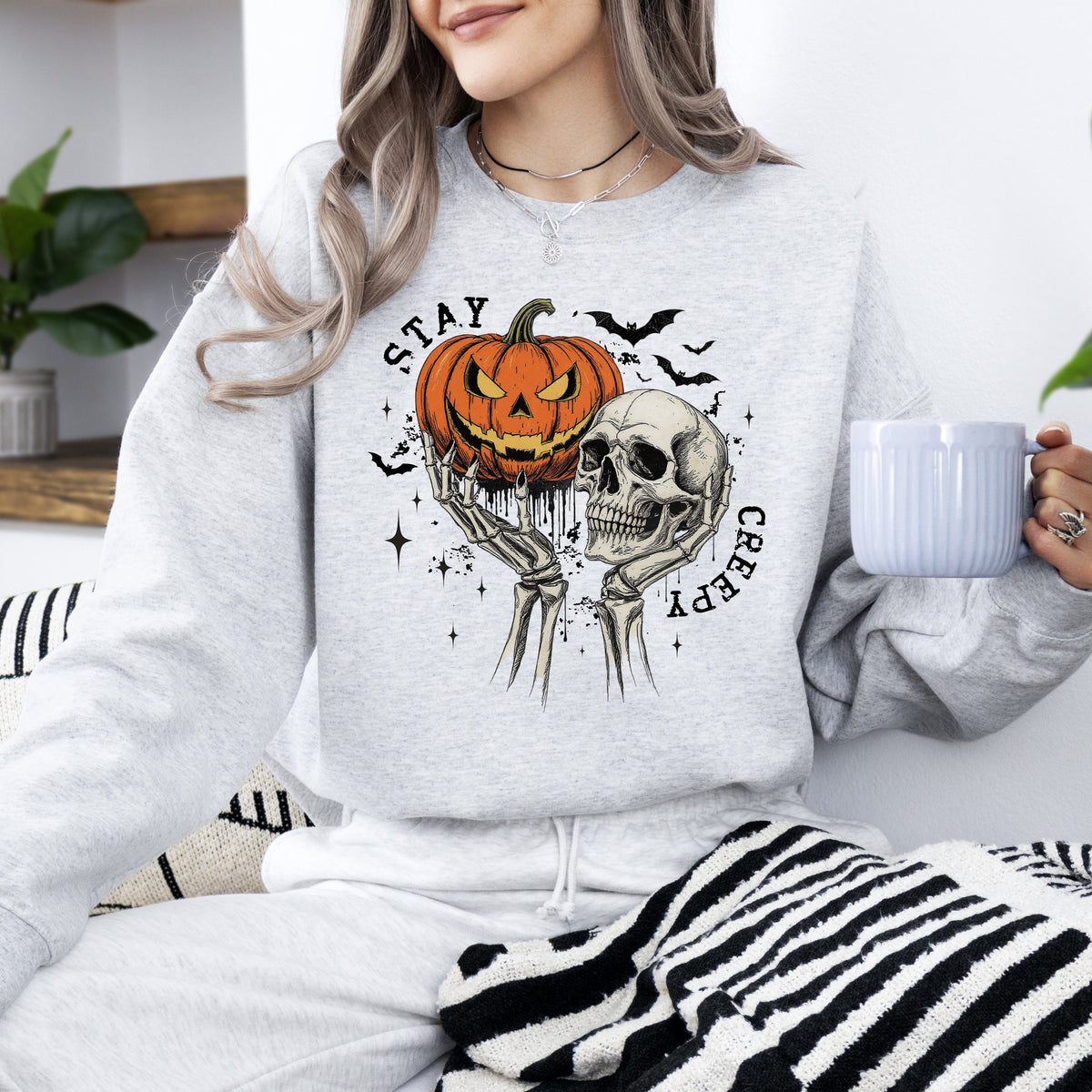 What If The Anxious Skeleton Ghost Western Vintage Halloween Spooky Graphic Sweatshirt