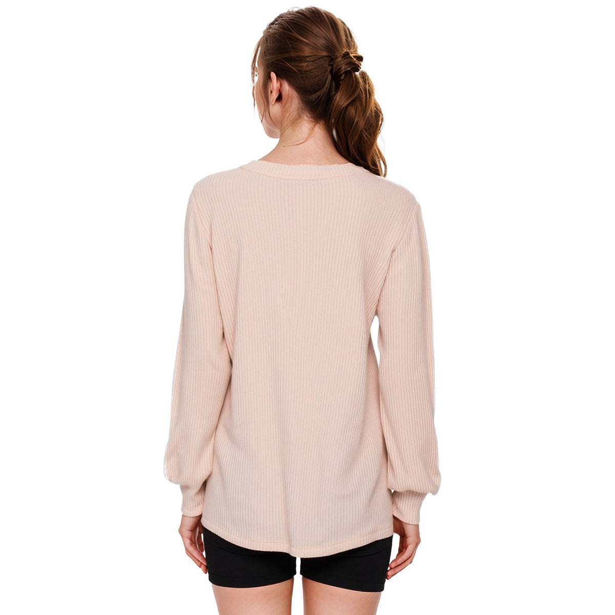 Pleione Women's Round Neck Sweater in Blush