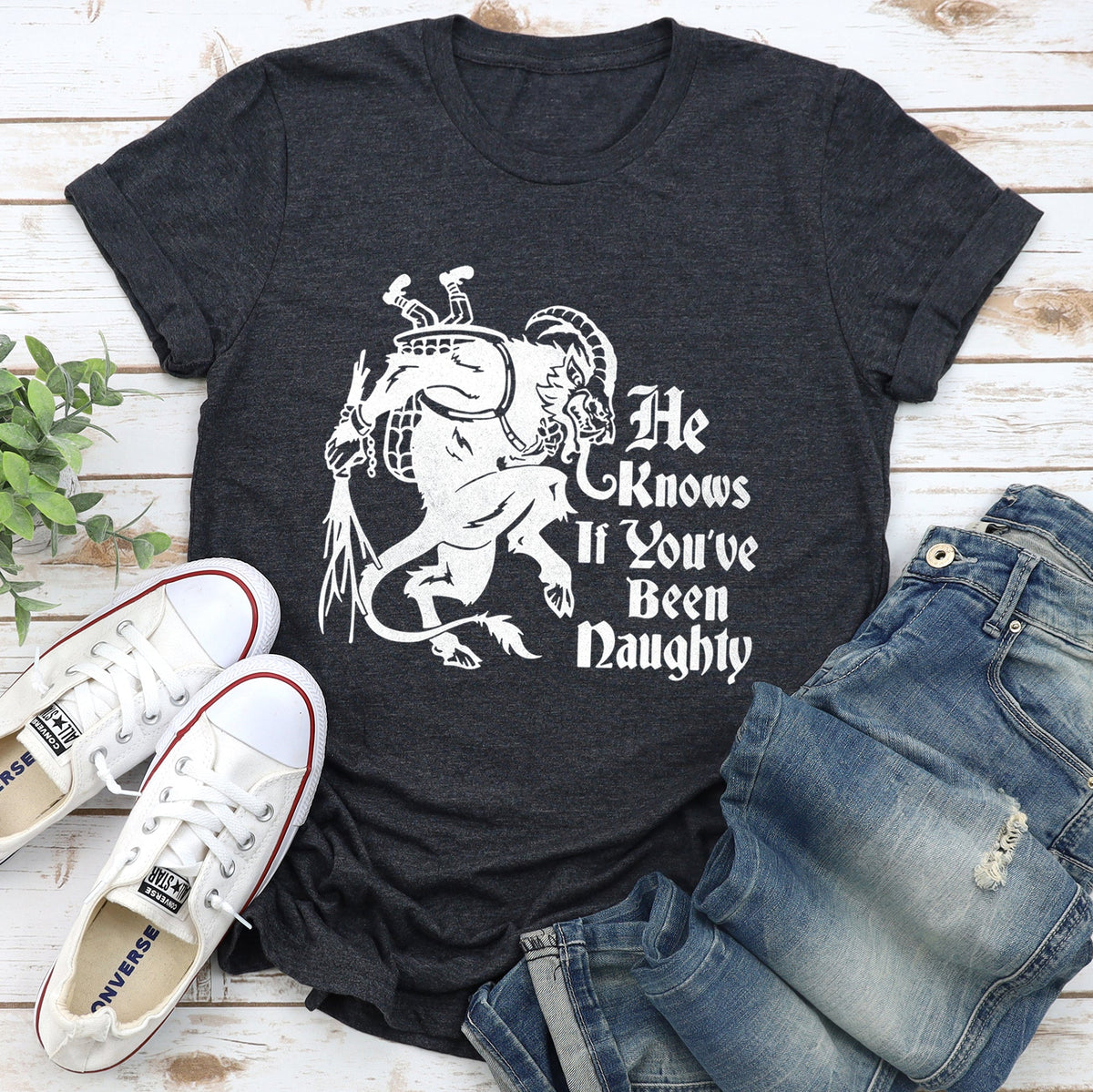Exclusive Limited Krampus Naughty Santa Christmas Nice Holiday Edition Graphic Tee
