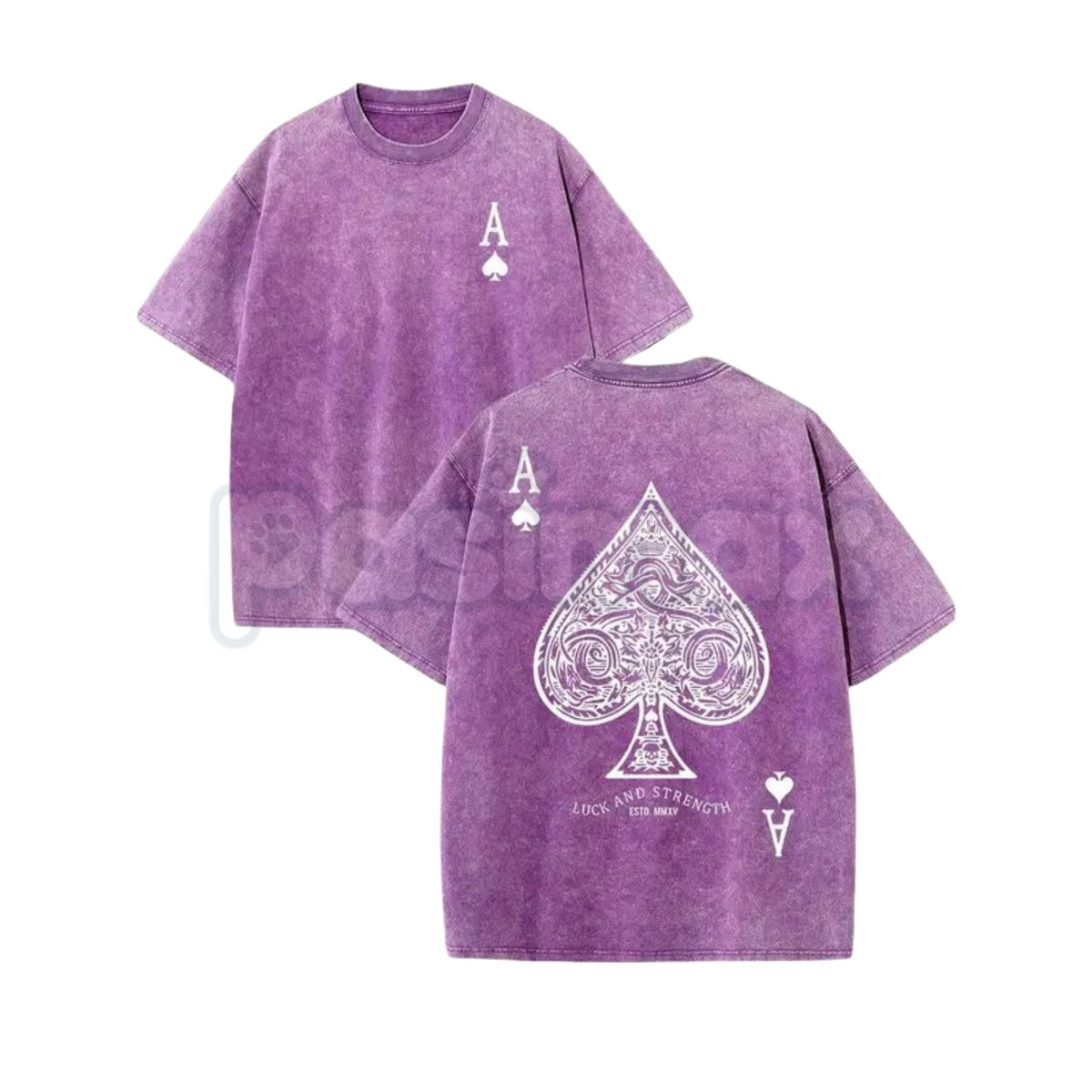 LUCK AND STRENGTH Ace of Spades Vintage Washed T-Shirt – Retro Gambling Graphic Tee, Lightweight Patterned Streetwear Top