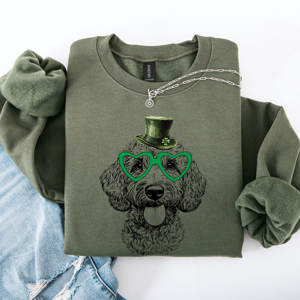 Labradoodle Adorable Dog St Patrick's Day Irish Lucky Festive Cozy For Dog Lovers Sweatshirt