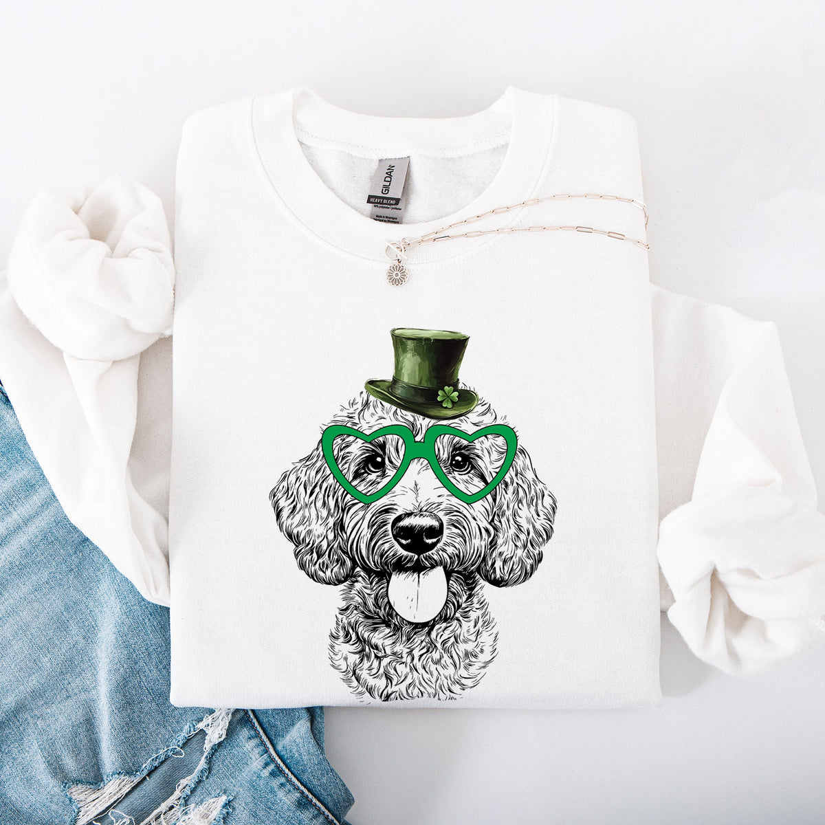 Labradoodle Adorable Dog St Patrick's Day Irish Lucky Festive Cozy For Dog Lovers Sweatshirt