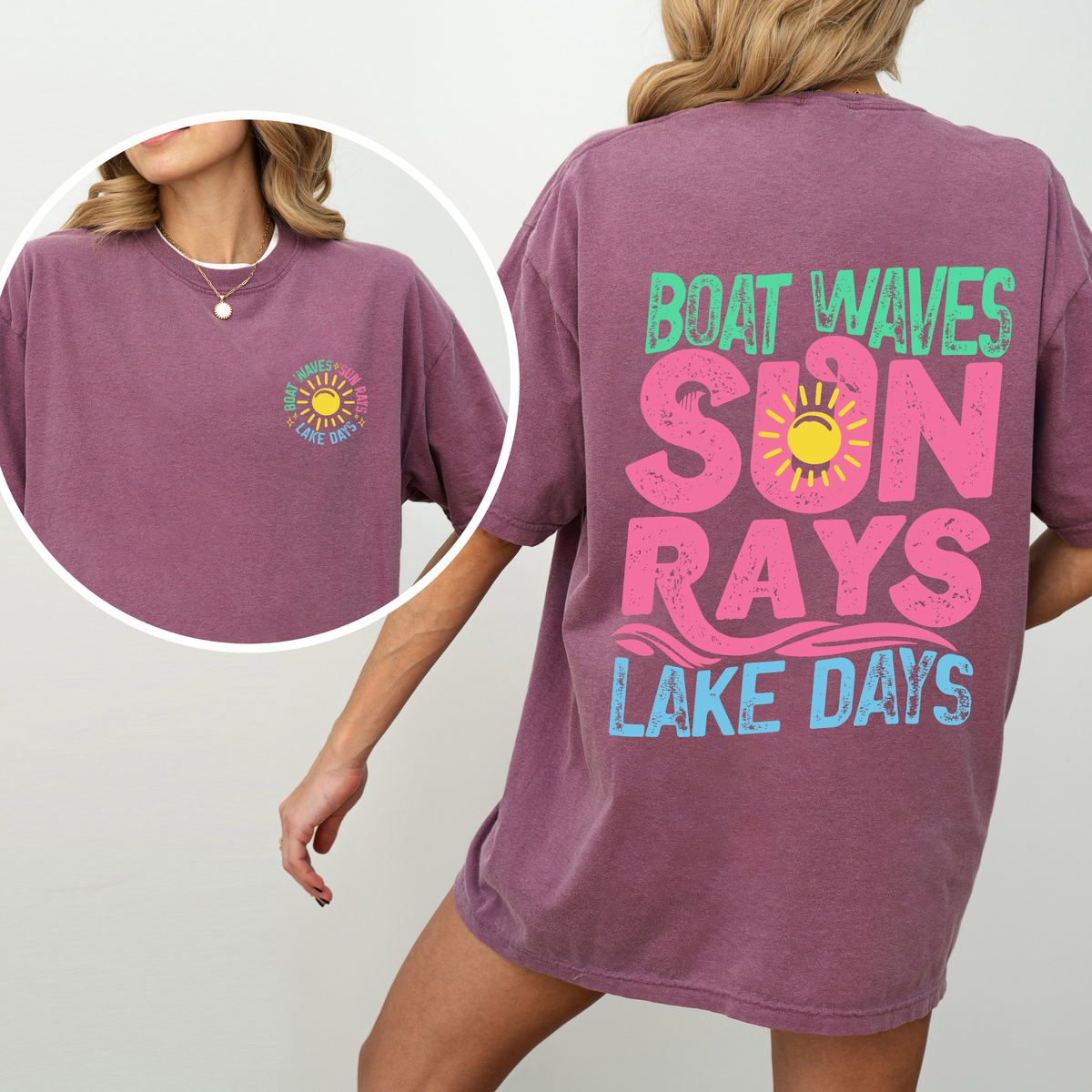 Lake Bum Sun Rays Lake Days Front And Back Boat Summer Edition Comfort Colors Tee