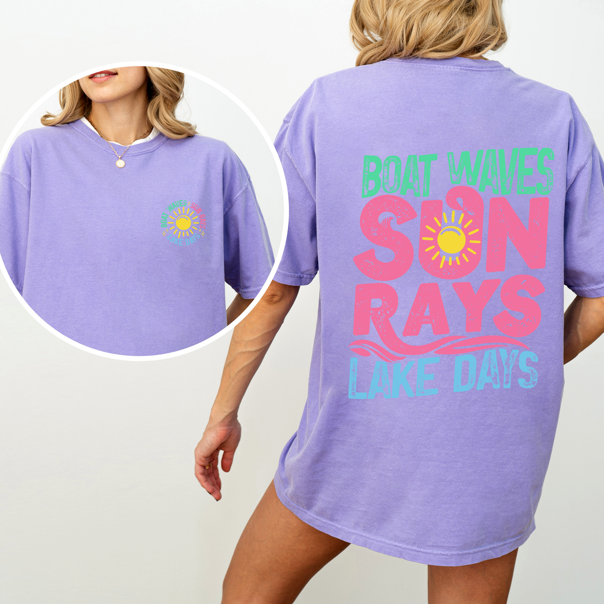Lake Bum Sun Rays Lake Days Front And Back Boat Summer Edition Comfort Colors Tee